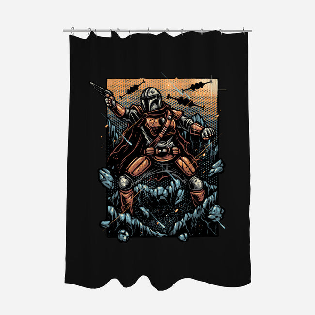 Attack Of The Bounty Hunter-None-Polyester-Shower Curtain-glitchygorilla