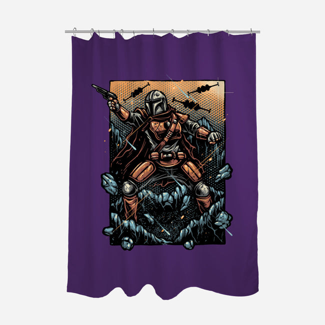 Attack Of The Bounty Hunter-None-Polyester-Shower Curtain-glitchygorilla