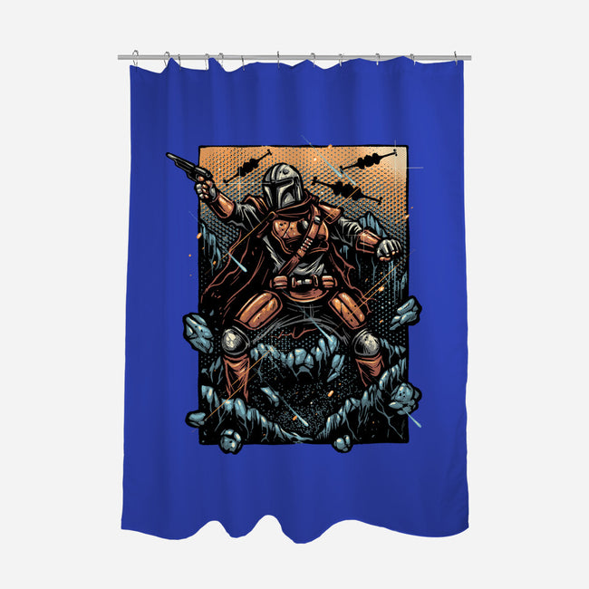 Attack Of The Bounty Hunter-None-Polyester-Shower Curtain-glitchygorilla