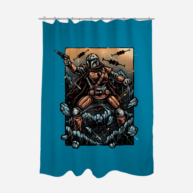 Attack Of The Bounty Hunter-None-Polyester-Shower Curtain-glitchygorilla
