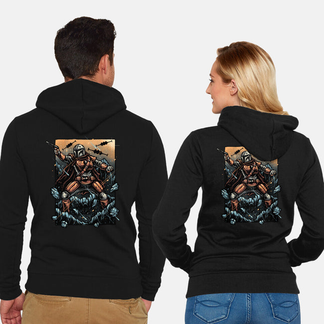Attack Of The Bounty Hunter-Unisex-Zip-Up-Sweatshirt-glitchygorilla