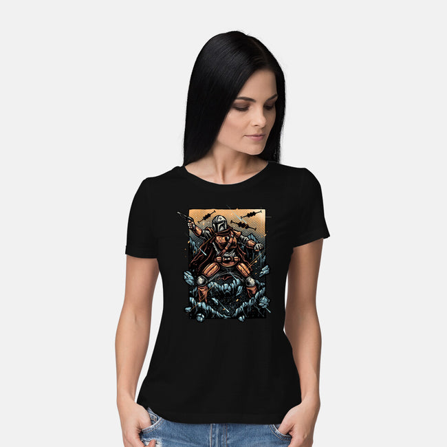 Attack Of The Bounty Hunter-Womens-Basic-Tee-glitchygorilla