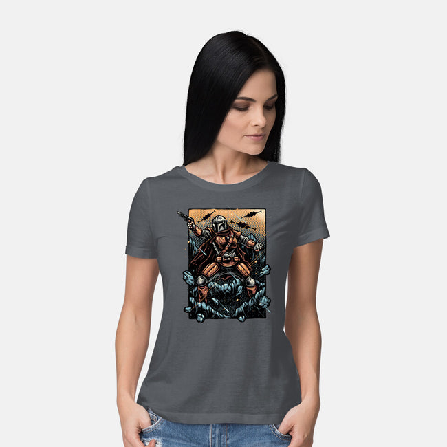 Attack Of The Bounty Hunter-Womens-Basic-Tee-glitchygorilla