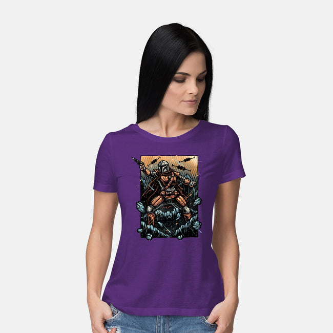 Attack Of The Bounty Hunter-Womens-Basic-Tee-glitchygorilla