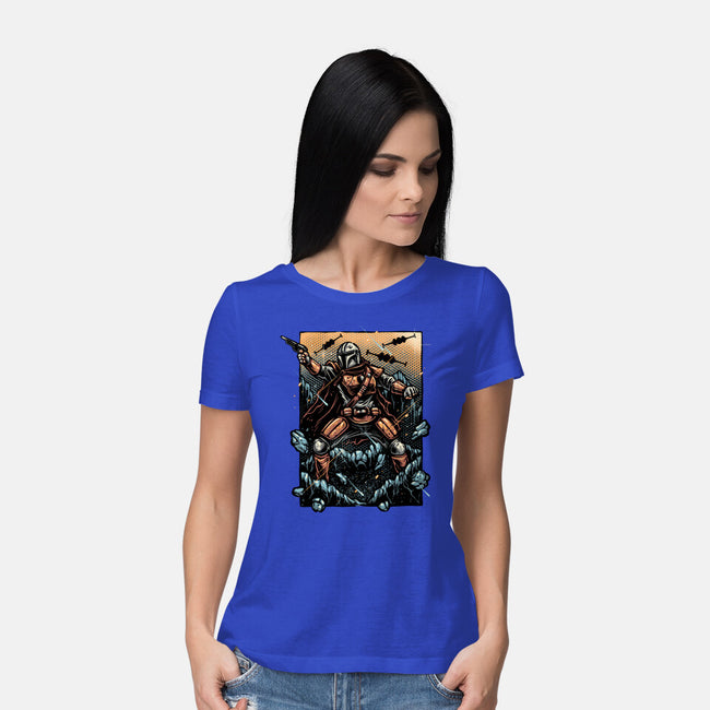 Attack Of The Bounty Hunter-Womens-Basic-Tee-glitchygorilla