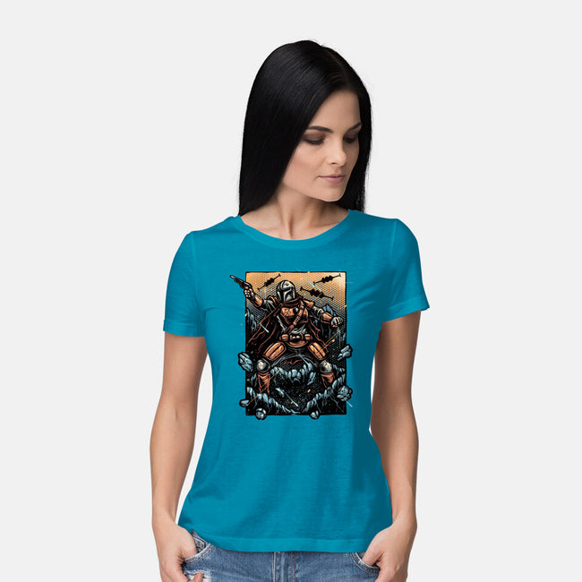Attack Of The Bounty Hunter-Womens-Basic-Tee-glitchygorilla