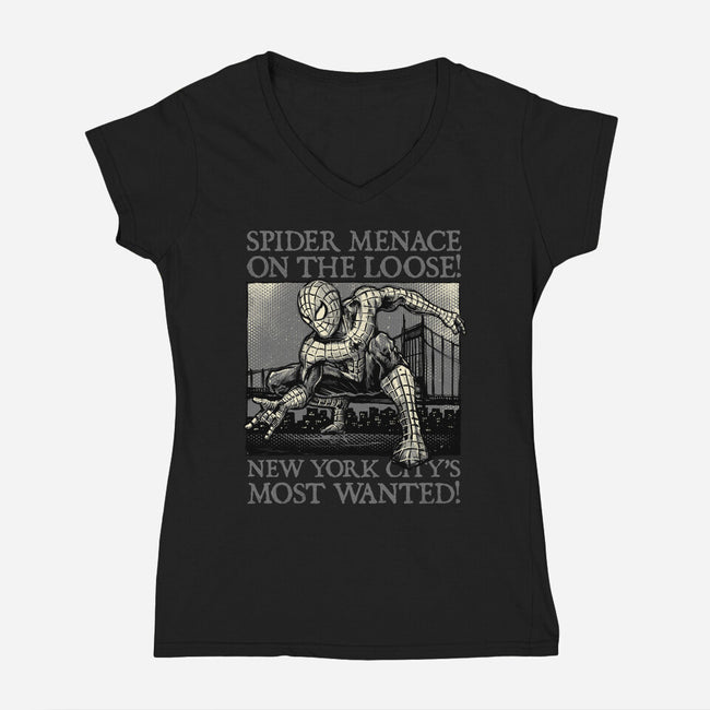 NYC Most Wanted-Womens-V-Neck-Tee-glitchygorilla