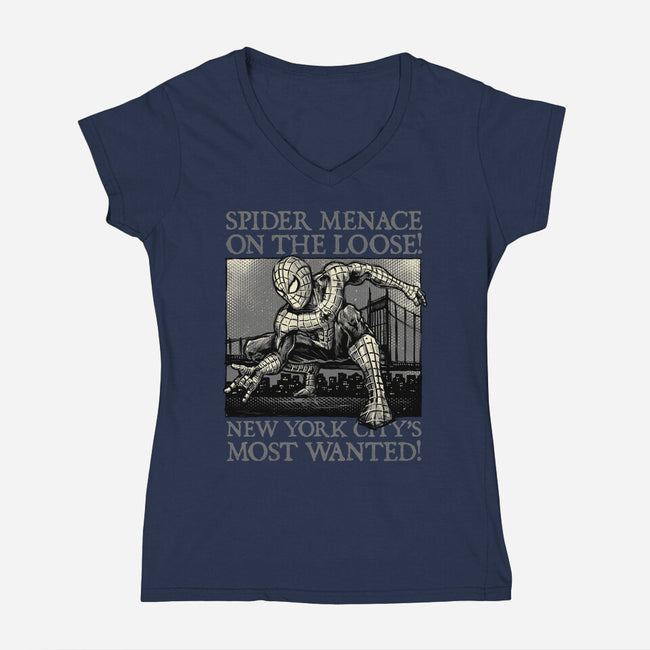 NYC Most Wanted-Womens-V-Neck-Tee-glitchygorilla