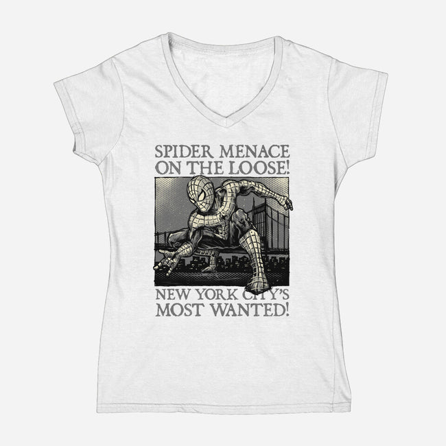NYC Most Wanted-Womens-V-Neck-Tee-glitchygorilla