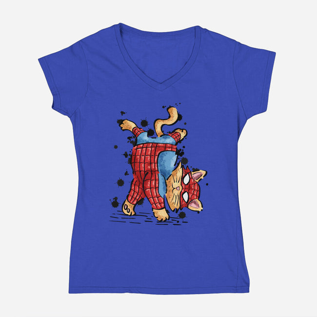 Spider Crawl-Womens-V-Neck-Tee-nickzzarto