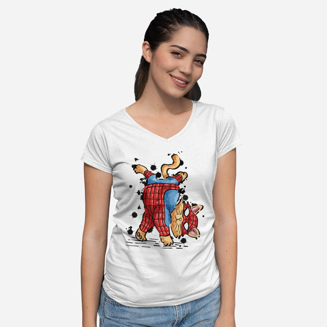 Spider Crawl-Womens-V-Neck-Tee-nickzzarto