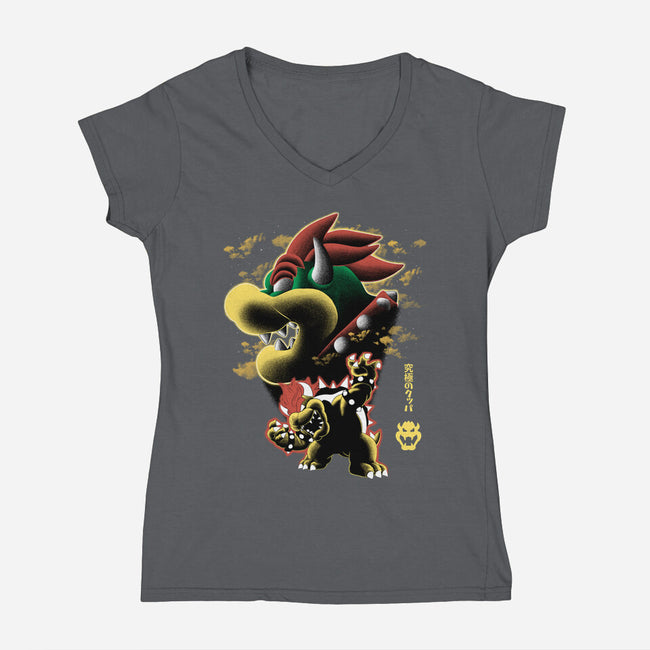 Koopa King Nightsky-Womens-V-Neck-Tee-Astrobot Invention