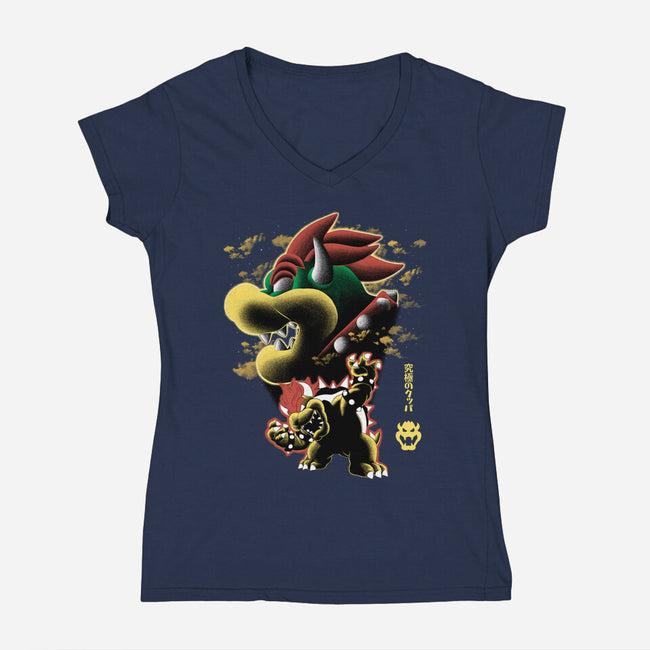 Koopa King Nightsky-Womens-V-Neck-Tee-Astrobot Invention