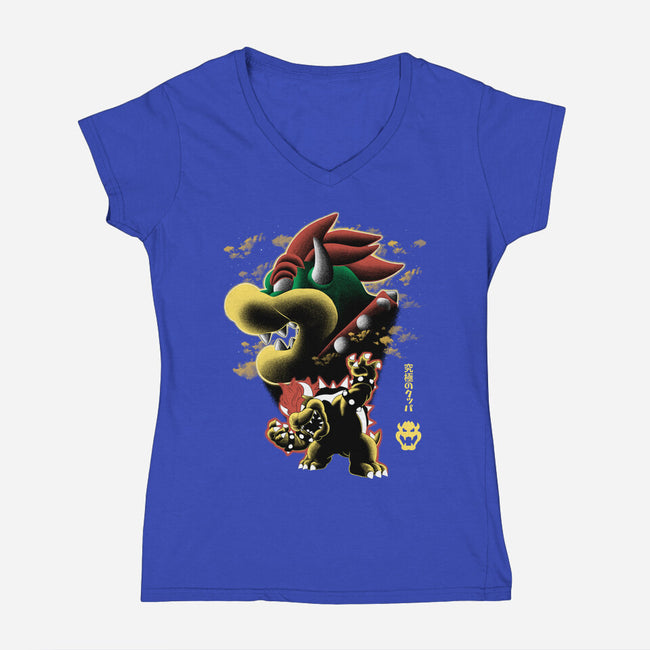 Koopa King Nightsky-Womens-V-Neck-Tee-Astrobot Invention