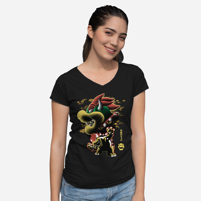 Koopa King Nightsky-Womens-V-Neck-Tee-Astrobot Invention