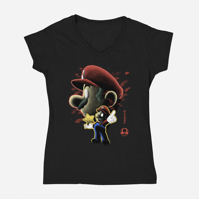 Jumpman Nightsky-Womens-V-Neck-Tee-Astrobot Invention