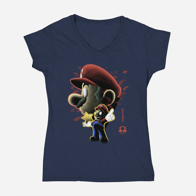 Jumpman Nightsky-Womens-V-Neck-Tee-Astrobot Invention