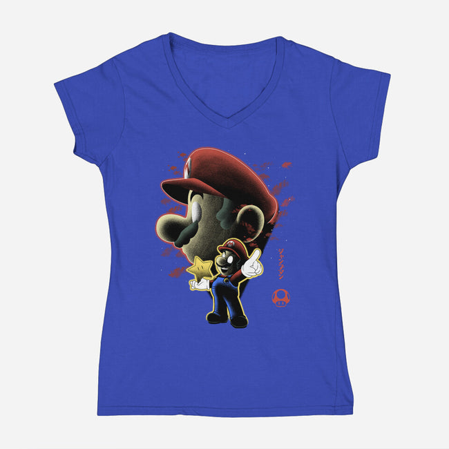 Jumpman Nightsky-Womens-V-Neck-Tee-Astrobot Invention