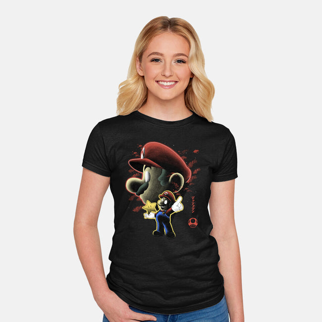 Jumpman Nightsky-Womens-Fitted-Tee-Astrobot Invention