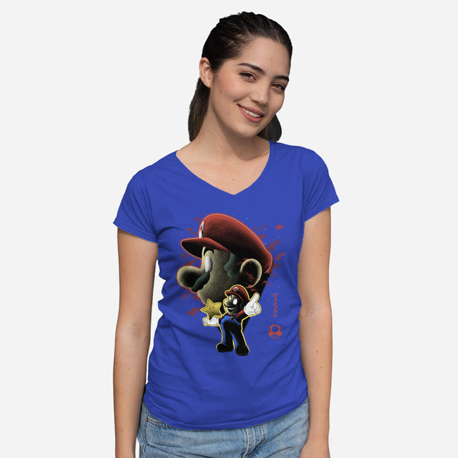 Jumpman Nightsky-Womens-V-Neck-Tee-Astrobot Invention