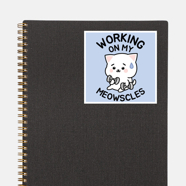 Working On My Meowscles-None-Glossy-Sticker-brunopires