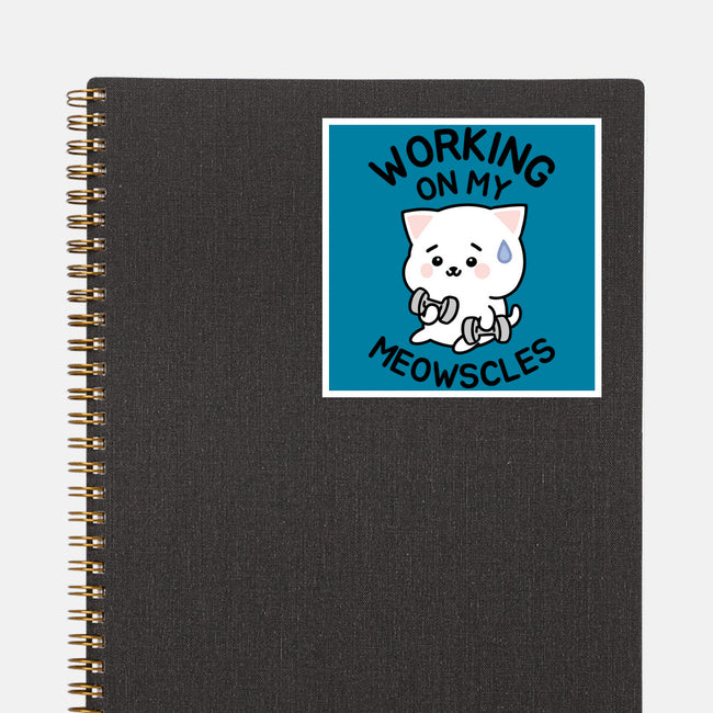 Working On My Meowscles-None-Glossy-Sticker-brunopires
