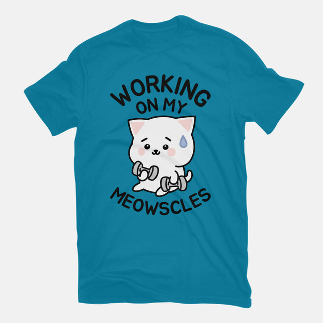 Working On My Meowscles-Womens-Fitted-Tee-brunopires