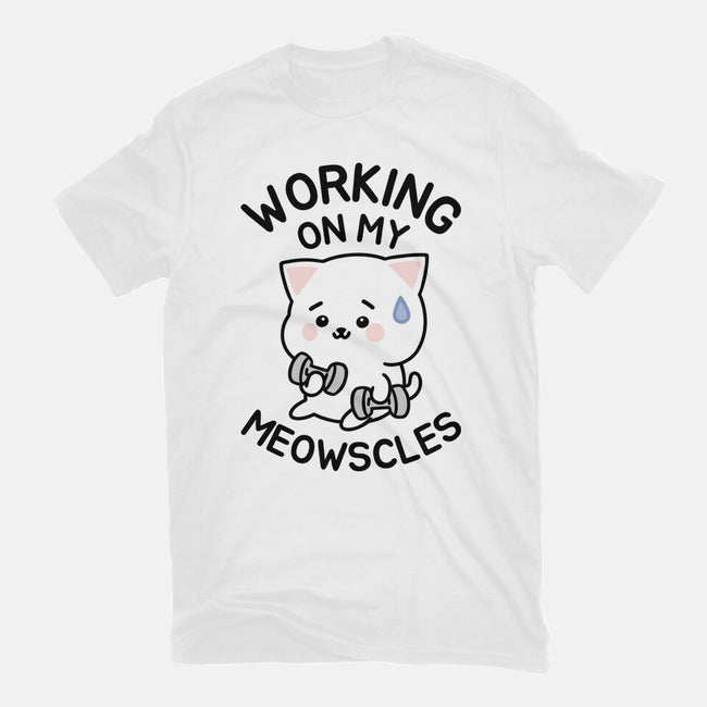 Working On My Meowscles-Womens-Fitted-Tee-brunopires