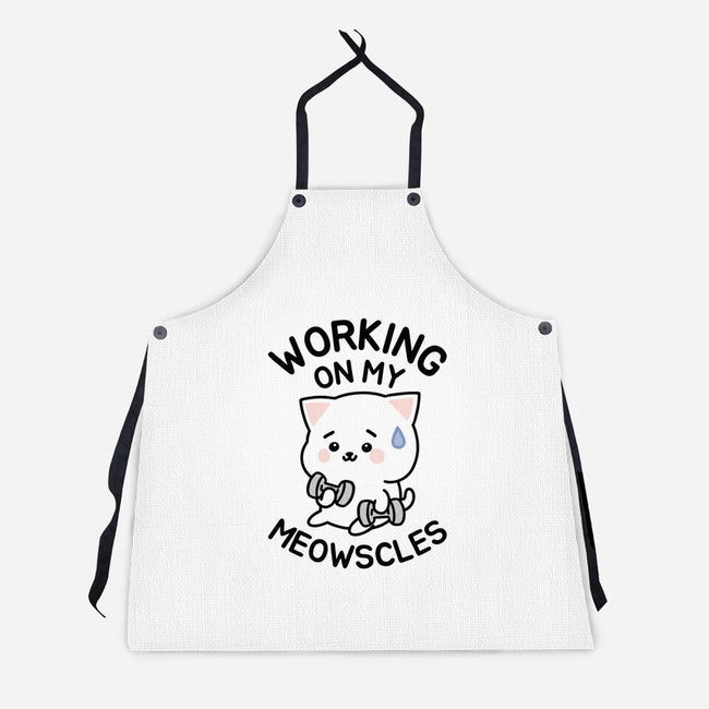 Working On My Meowscles-Unisex-Kitchen-Apron-brunopires