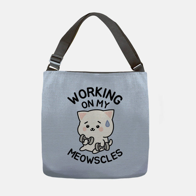 Working On My Meowscles-None-Adjustable Tote-Bag-brunopires
