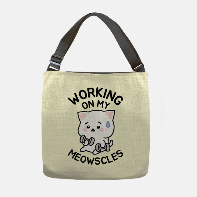 Working On My Meowscles-None-Adjustable Tote-Bag-brunopires