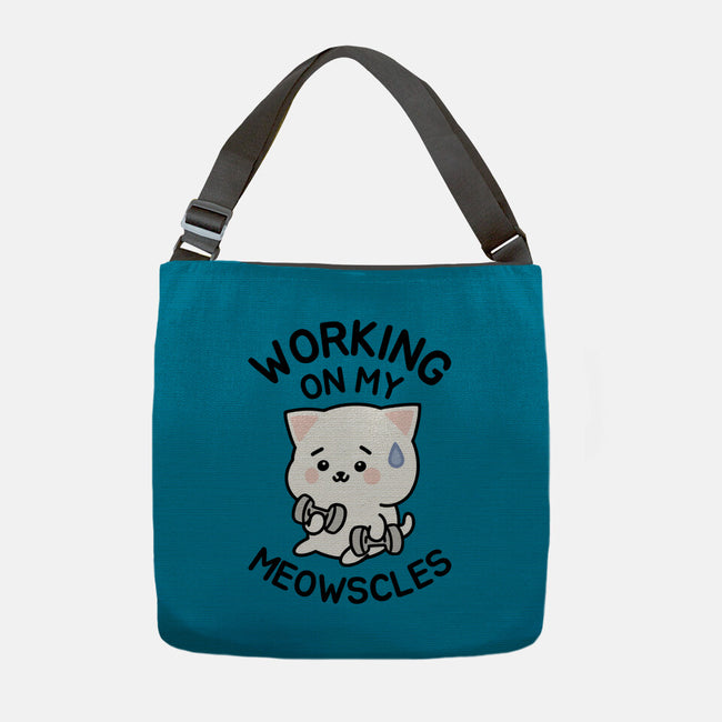Working On My Meowscles-None-Adjustable Tote-Bag-brunopires