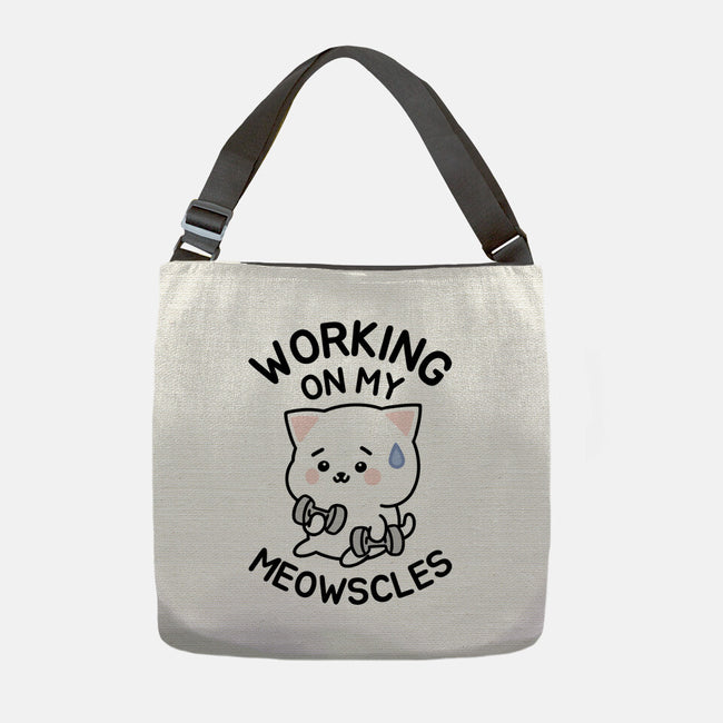 Working On My Meowscles-None-Adjustable Tote-Bag-brunopires