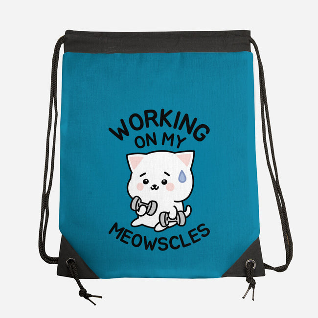 Working On My Meowscles-None-Drawstring-Bag-brunopires