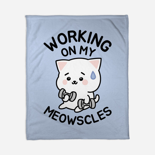 Working On My Meowscles-None-Fleece-Blanket-brunopires