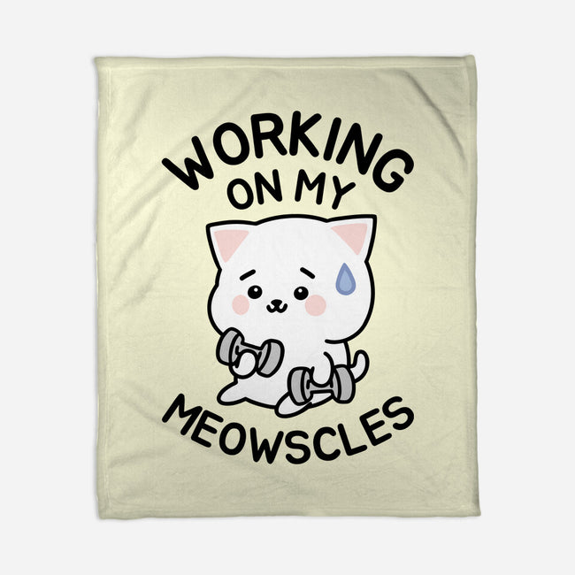 Working On My Meowscles-None-Fleece-Blanket-brunopires