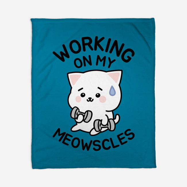Working On My Meowscles-None-Fleece-Blanket-brunopires