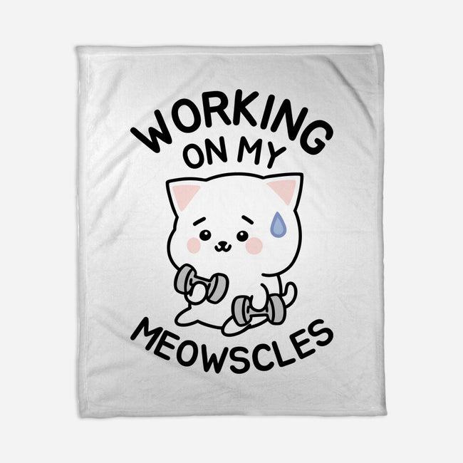 Working On My Meowscles-None-Fleece-Blanket-brunopires
