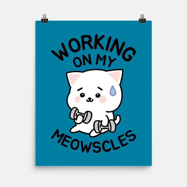 Working On My Meowscles-None-Matte-Poster-brunopires