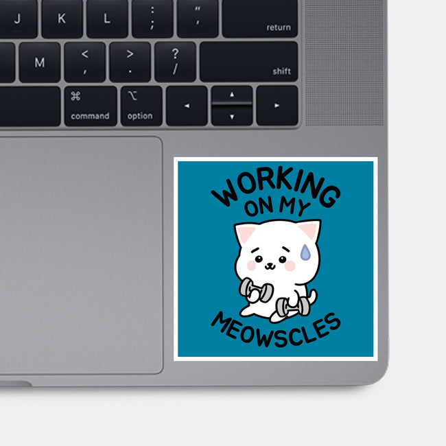 Working On My Meowscles-None-Glossy-Sticker-brunopires