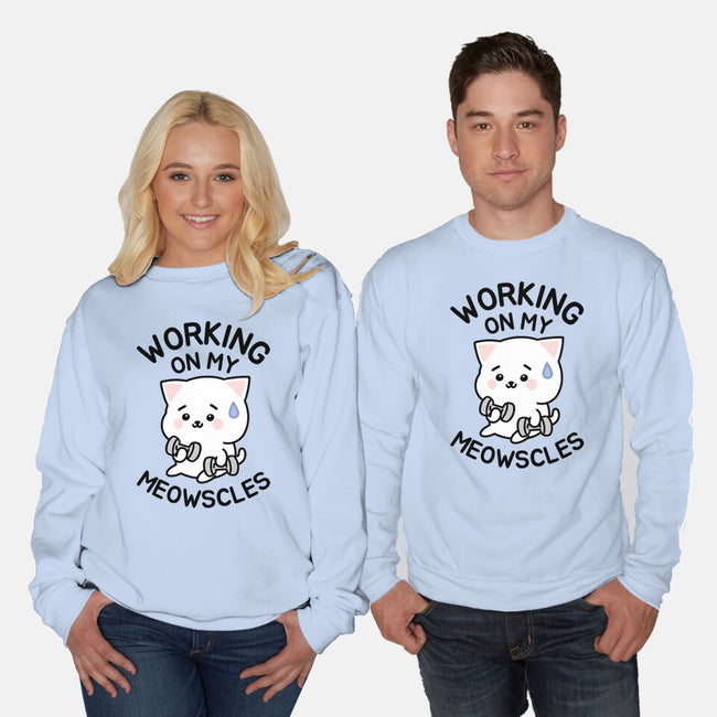 Working On My Meowscles-Unisex-Crew Neck-Sweatshirt-brunopires