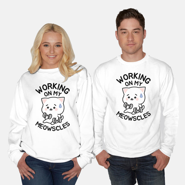Working On My Meowscles-Unisex-Crew Neck-Sweatshirt-brunopires