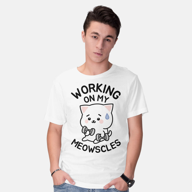 Working On My Meowscles-Mens-Basic-Tee-brunopires