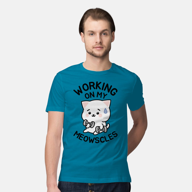 Working On My Meowscles-Mens-Premium-Tee-brunopires
