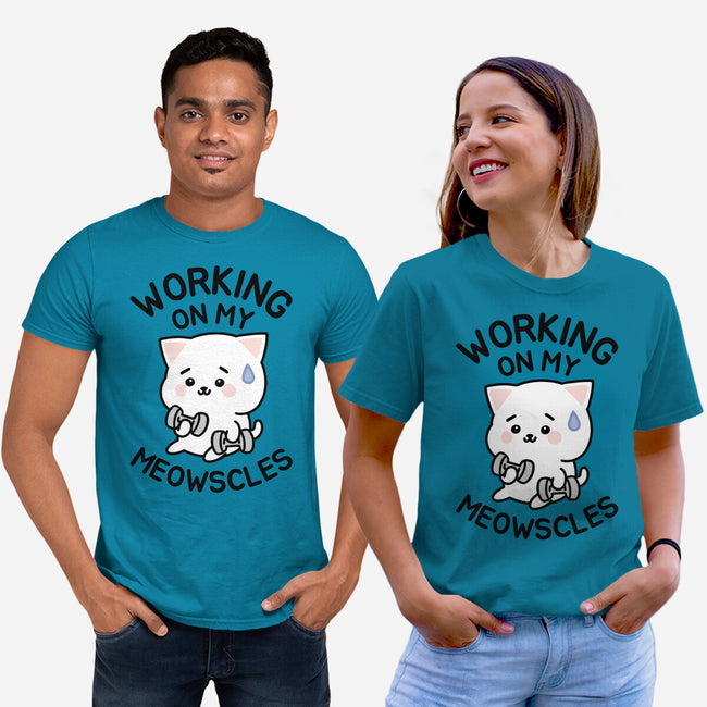 Working On My Meowscles-Unisex-Basic-Tee-brunopires