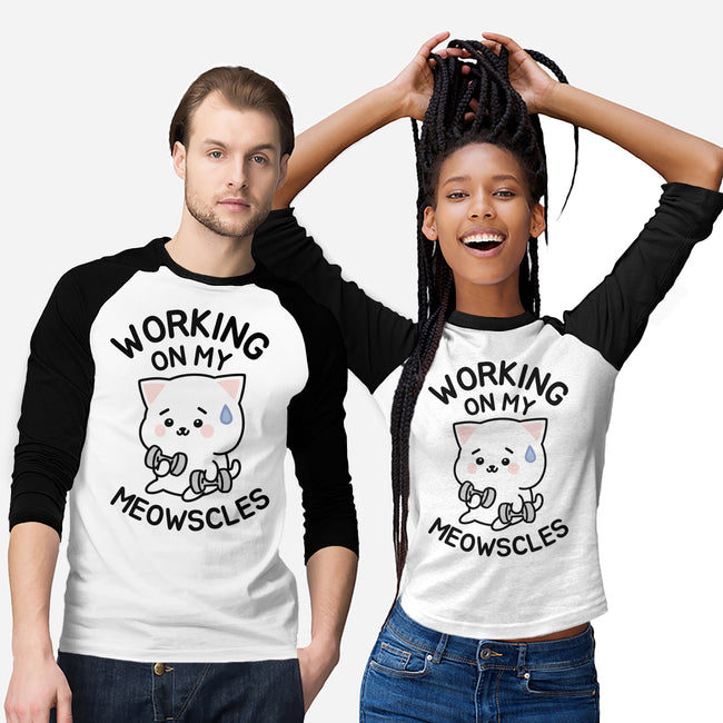 Working On My Meowscles-Unisex-Baseball-Tee-brunopires