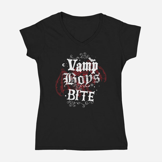 Vamp Boys Bite-Womens-V-Neck-Tee-Nemons