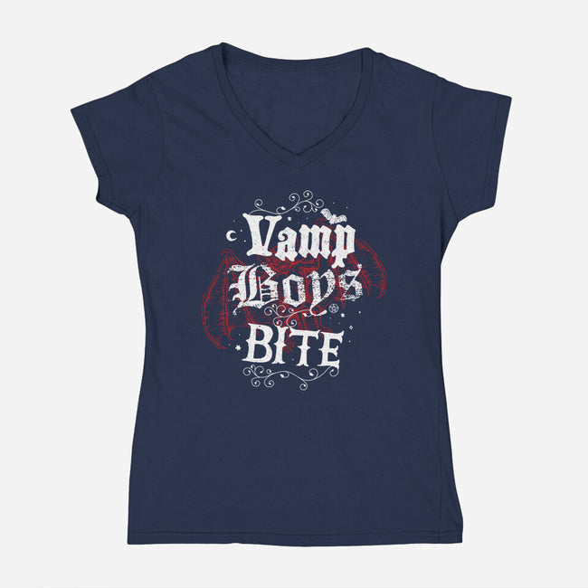 Vamp Boys Bite-Womens-V-Neck-Tee-Nemons