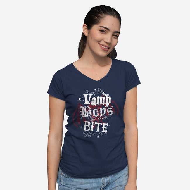 Vamp Boys Bite-Womens-V-Neck-Tee-Nemons