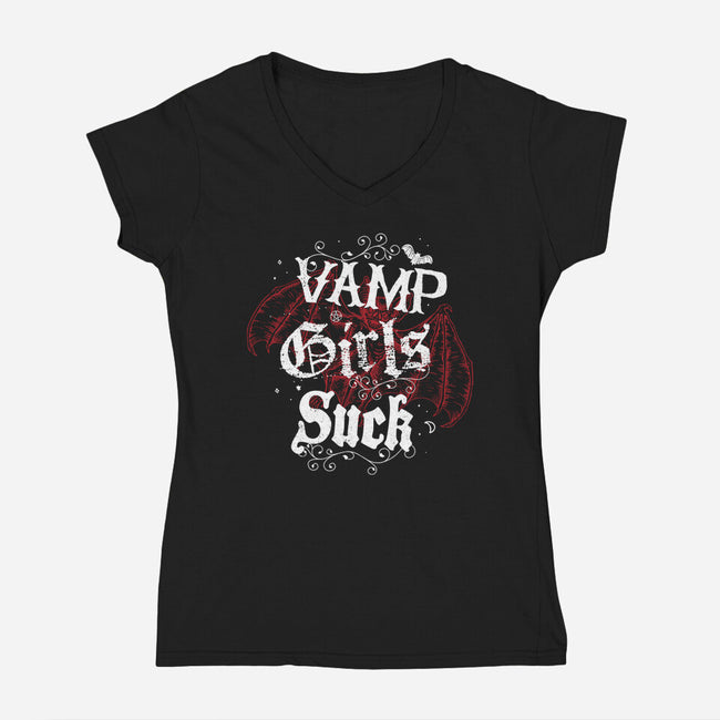 Vamp Girls Suck-Womens-V-Neck-Tee-Nemons